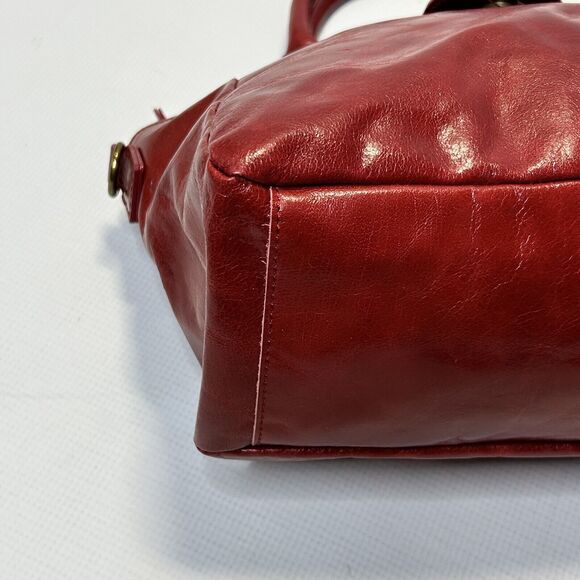 ELLIOT LUCCA Dome Satchel Bag | Faro Red Glazed Crackled Leather Crossbody - Picture 4 of 15